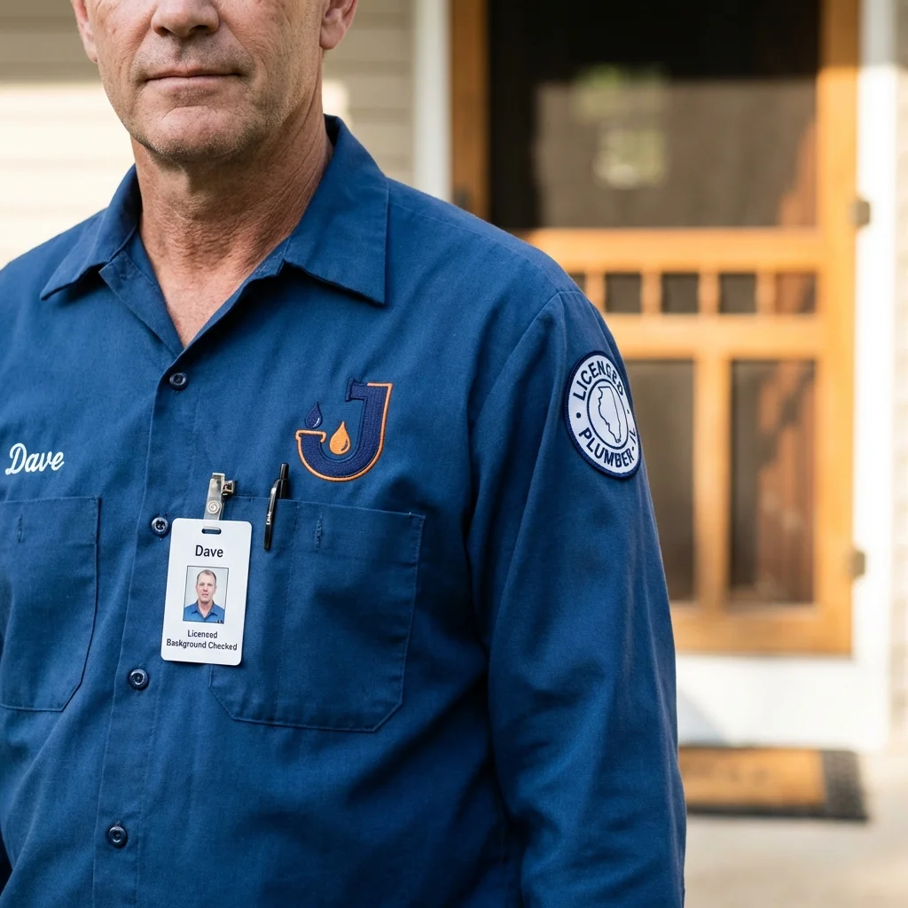 Licensed plumber showing ID badge in Beaver, OK