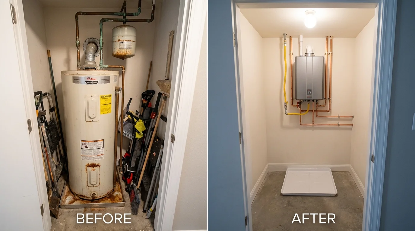 Tank water heater versus wall-mounted tankless unit comparison for Beaver, OK homeowners